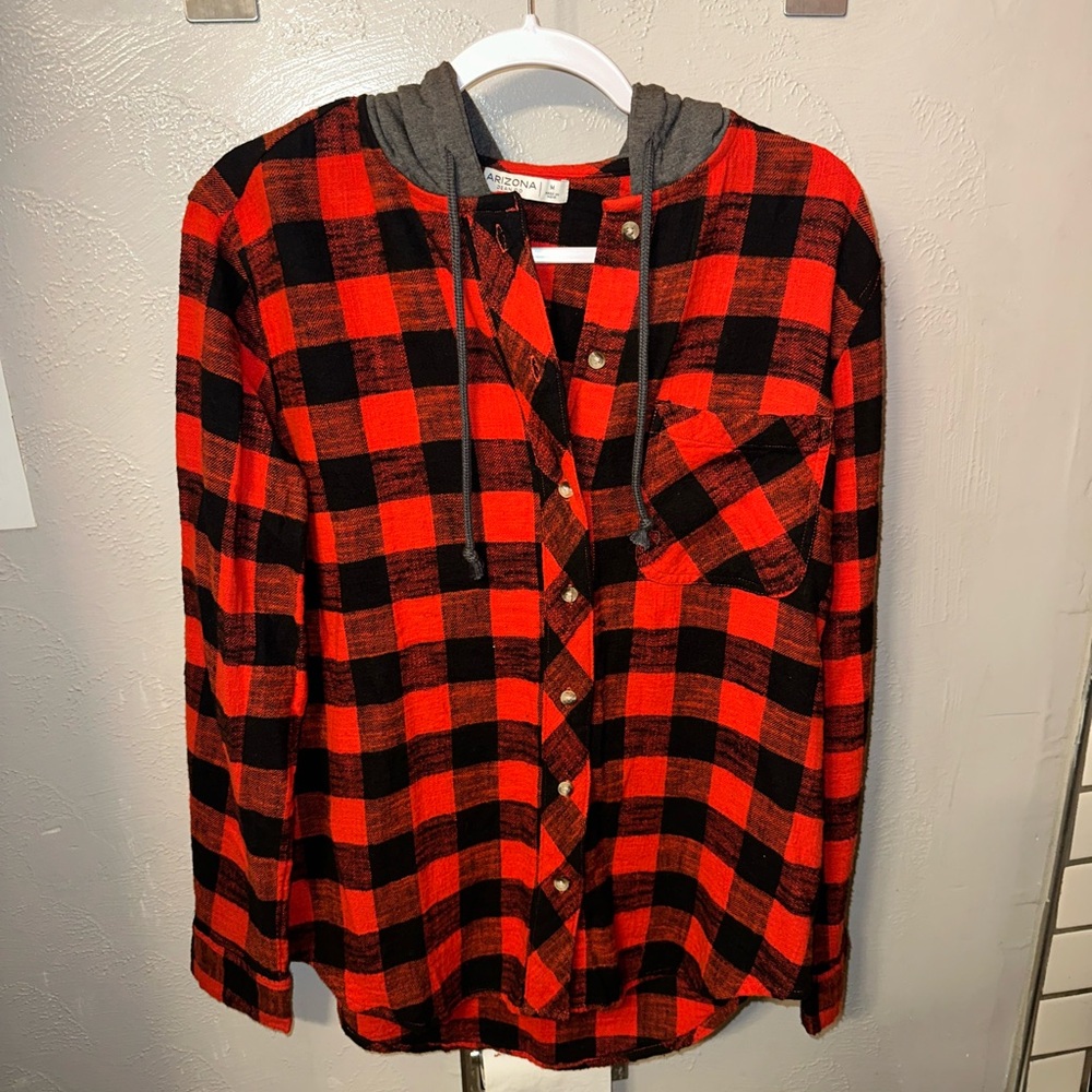 Arizona Jean Company Red and Black Flannel with Hood